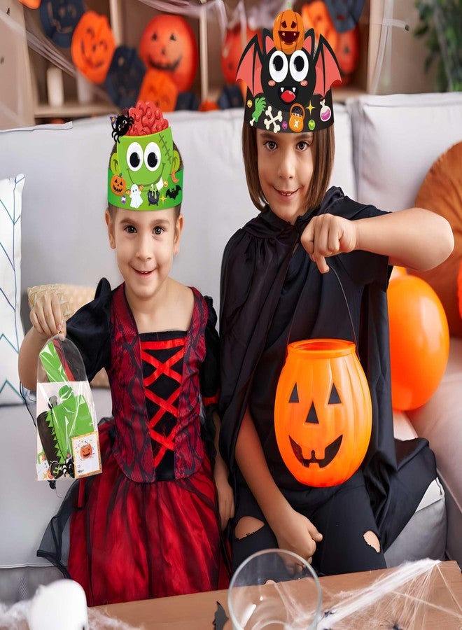 Eternity sky 30 Sets Halloween Crafts - DIY Headbands Paper Crown Hat Art Kit Set with Stickers for Party Favors - Image 2
